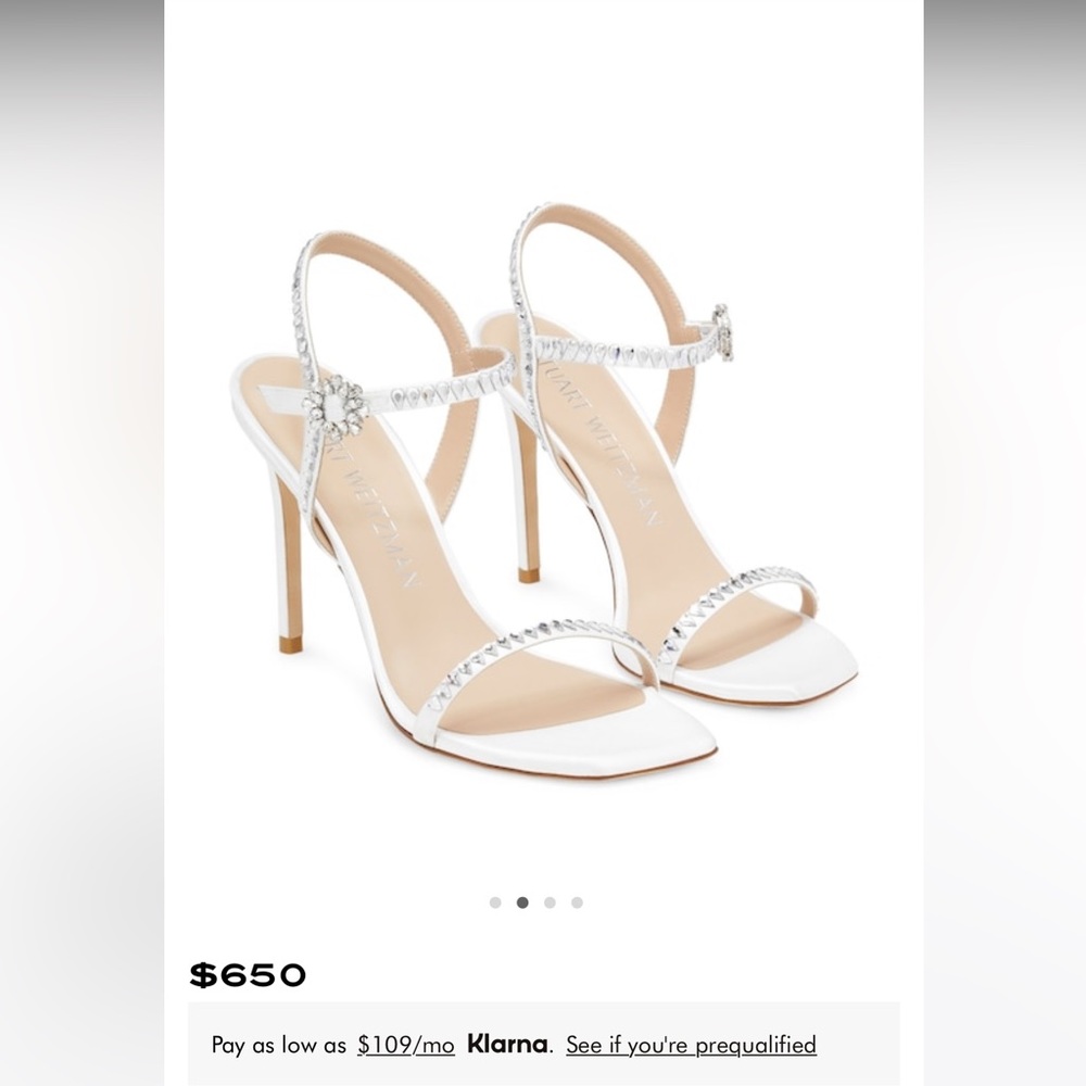 NWT Stuart Weitzman
GEMCUT 100 SANDAL
Color: White. 
Size: 6.5 B